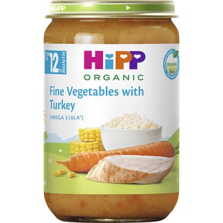 Menú Grandullón tarrito de verduritas con pavo con trocitos ecológico desde 12 meses sin gluten HIPP BIOLOGICO
