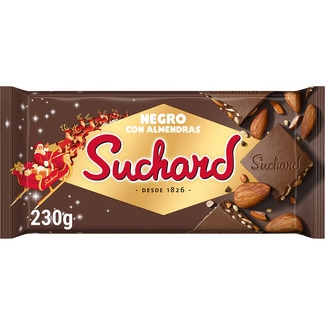 Turrón de chocolate crujiente negro con almendras enteras Calidad Suprema SUCHARD