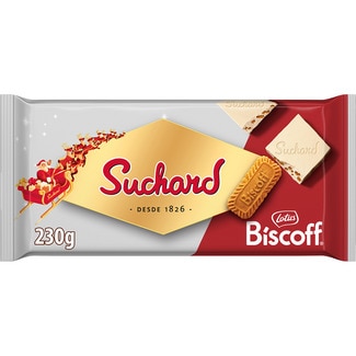 Turrón de chocolate blanco con Lotus Biscoff SUCHARD