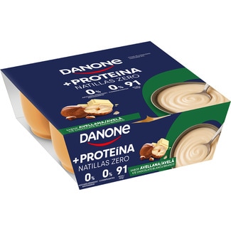 Proteína natillas zero sabor avellana y chocolate blanco pack 4 unidades DANONE