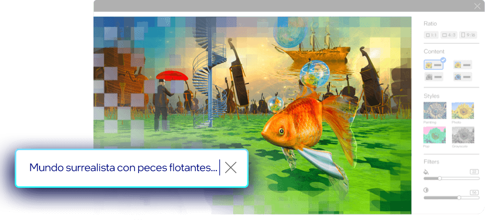 paisaje surrealista con peces