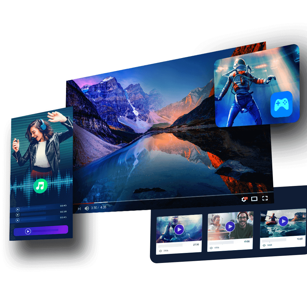 varias imágenes de aplicaciones multimedia
