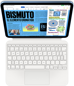 La prestación Slide Over con las apps Pages y Notas abiertas en el iPad.