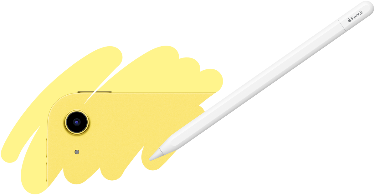 El trazo del Apple Pencil deja a la vista la parte trasera del iPad con la cámara.