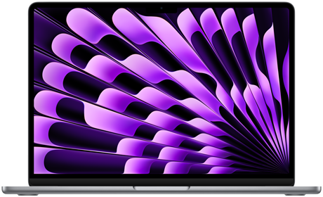 Vista frontal de un MacBook Air de 13 pulgadas en gris espacial